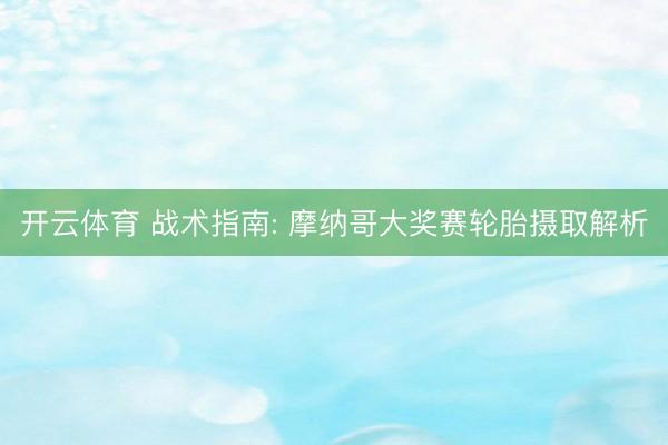 开云体育 战术指南: 摩纳哥大奖赛轮胎摄取解析