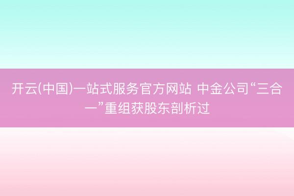 开云(中国)一站式服务官方网站 中金公司“三合一”重组获股东剖析过