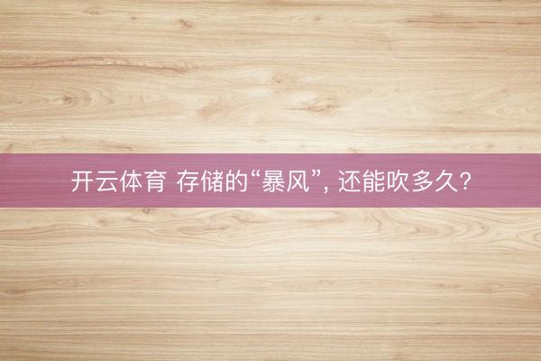 开云体育 存储的“暴风”， 还能吹多久?