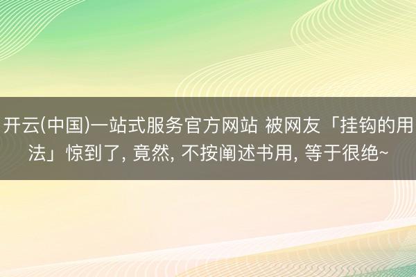 开云(中国)一站式服务官方网站 被网友「挂钩的用法」惊到了， 竟然， 不按阐述书用， 等于很绝~